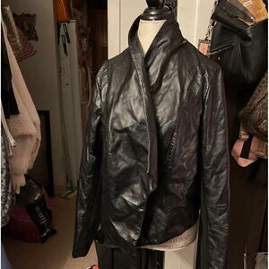 Plus size moto leather jacket/coat 18/20 2xl 2/3 black streatch crop